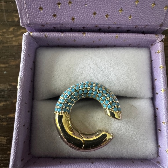 Gold and Turquoise ear cuff - Picture 2 of 3